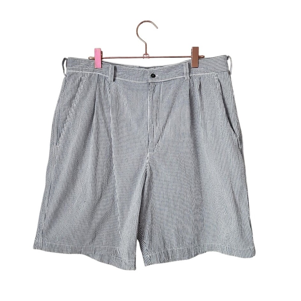 NIKE GOLF Seersucker Stripe Pleated Shorts White Navy preppy tenniscore Y2K 36